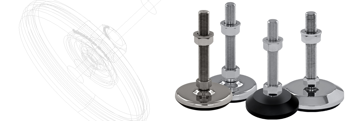 pés niveladores e pés de máquinas com vibração amortecida