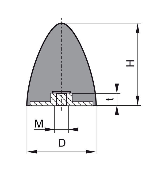 Sketch rubber buffer parabolic type EP