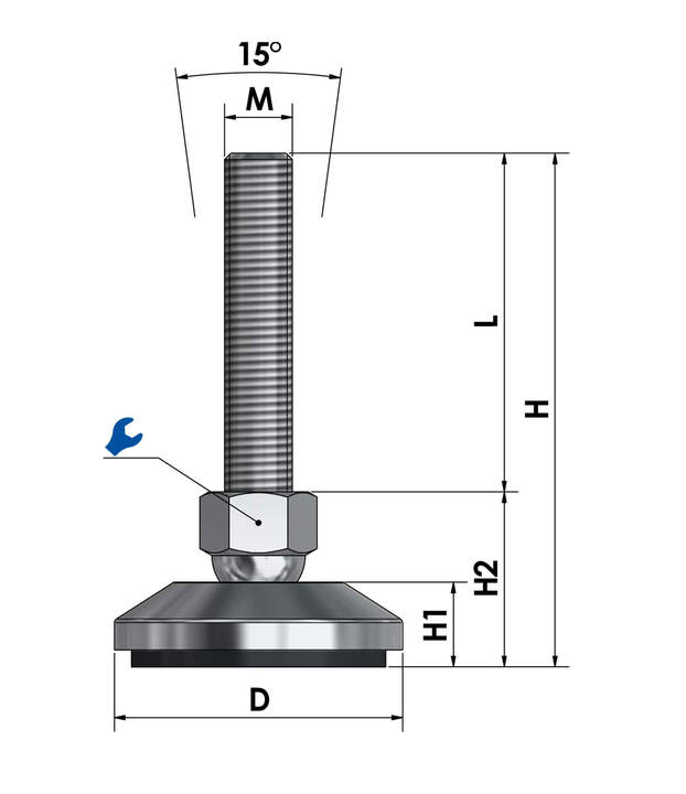 Levelling mount / adjustable foot vibration damped JCMP 60 S sketch