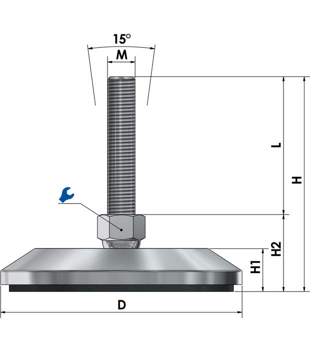 Levelling mount / adjustable foot vibration damped JCMP 130 S sketch