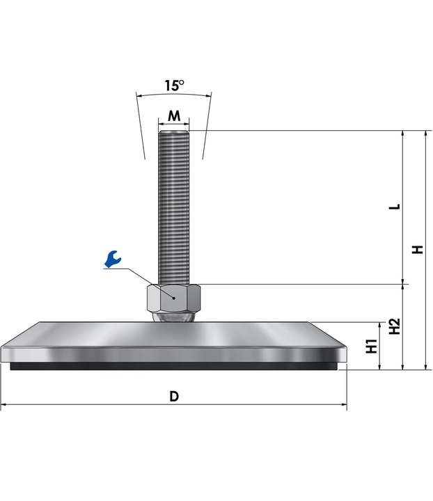 Levelling mount / adjustable foot vibration damped JCMP 170 S sketch