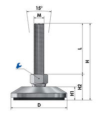 Levelling machine mount - adjustable foot JCMP80C