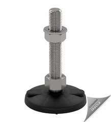 Pie de máquina - pie ajustable KFEB 100 para montaje en el suelo, plástico / acero inoxidable