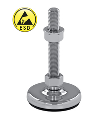 Adjustable foot, machine foot vibration-damped steel chrome-plated SF 80 ESD - electroconductive