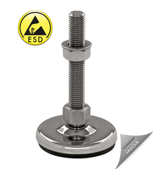 Adjustable foot, machine foot vibration-damped stainless steel SFE 100 ESD - electroconductive