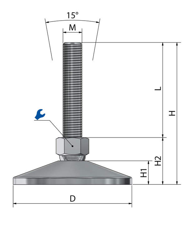 Pied réglable et de machine KFEB100N plastique / acier inox